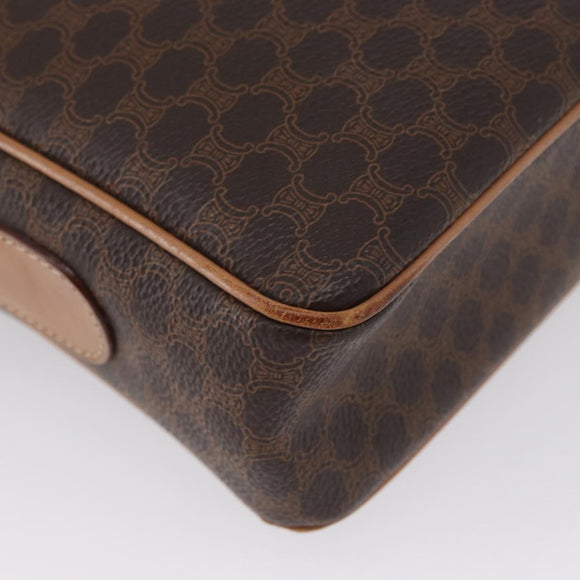 CELINE Macadam Canvas Shoulder Bag PVC Leather Brown Gold Auth ki6508