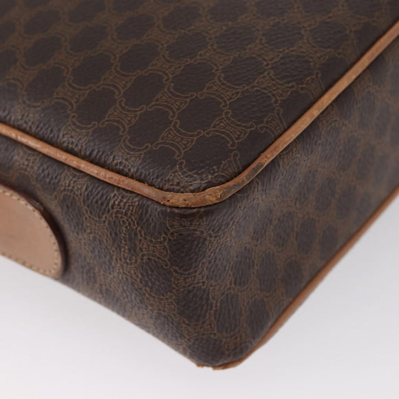 CELINE Macadam Canvas Shoulder Bag PVC Leather Brown Gold Auth ki6508