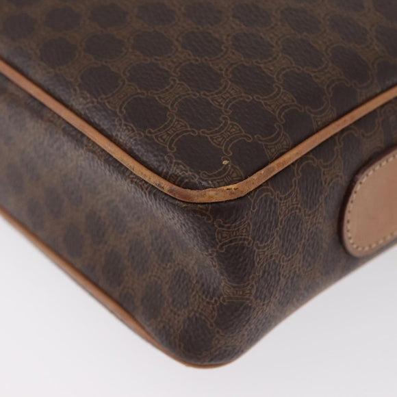 CELINE Macadam Canvas Shoulder Bag PVC Leather Brown Gold Auth ki6508