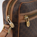 CELINE Macadam Canvas Shoulder Bag PVC Leather Brown Gold Auth ki6508-19
