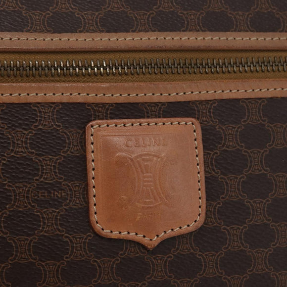 CELINE Macadam Canvas Shoulder Bag PVC Leather Brown Gold Auth ki6508