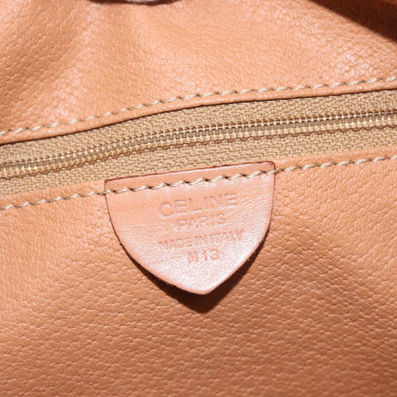 CELINE Macadam Canvas Shoulder Bag PVC Leather Brown Gold Auth ki6508