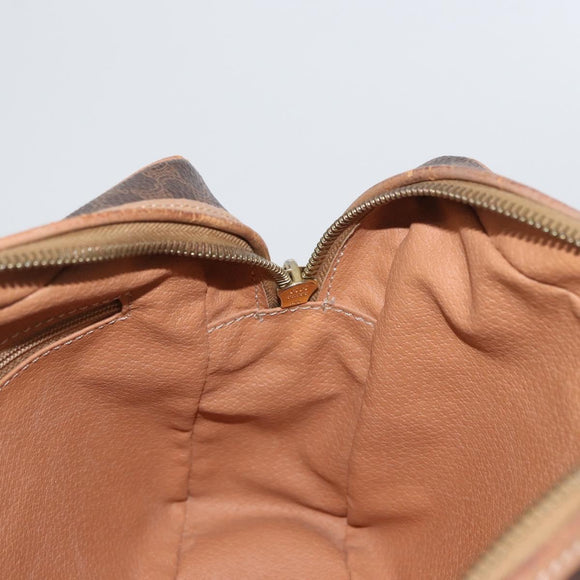 CELINE Macadam Canvas Shoulder Bag PVC Leather Brown Gold Auth ki6508