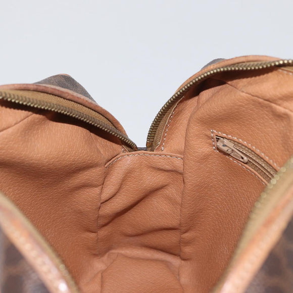 CELINE Macadam Canvas Shoulder Bag PVC Leather Brown Gold Auth ki6508