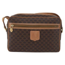 CELINE Macadam Canvas Shoulder Bag PVC Leather Brown Gold Auth ki6508-13