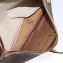 CELINE Macadam Canvas Shoulder Bag PVC Leather Brown Gold Auth ki6508-10