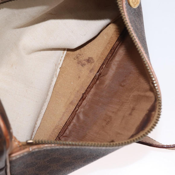 CELINE Macadam Canvas Shoulder Bag PVC Leather Brown Gold Auth ki6508