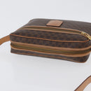 CELINE Macadam Canvas Shoulder Bag PVC Leather Brown Gold Auth ki6508-6