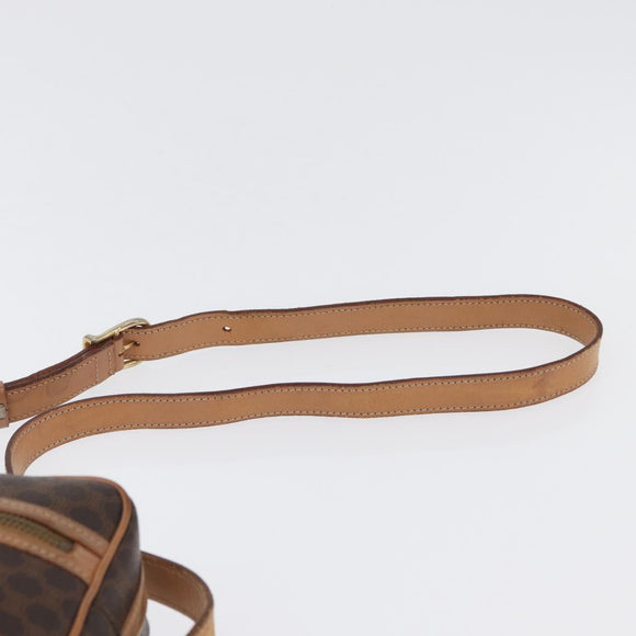 CELINE Macadam Canvas Shoulder Bag PVC Leather Brown Gold Auth ki6508
