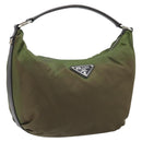 PRADA Shoulder Bag Nylon Silver Khaki Auth ki6511-1