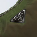 PRADA Shoulder Bag Nylon Silver Khaki Auth ki6511-17