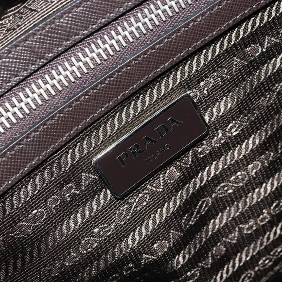 PRADA Shoulder Bag Nylon Silver Khaki Auth ki6511