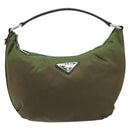 PRADA Shoulder Bag Nylon Silver Khaki Auth ki6511-13