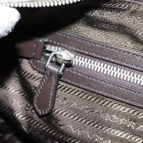 PRADA Shoulder Bag Nylon Silver Khaki Auth ki6511