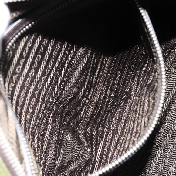 PRADA Shoulder Bag Nylon Silver Khaki Auth ki6511