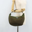 PRADA Shoulder Bag Nylon Silver Khaki Auth ki6511-23