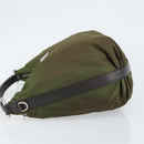 PRADA Shoulder Bag Nylon Silver Khaki Auth ki6511-4