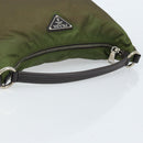 PRADA Shoulder Bag Nylon Silver Khaki Auth ki6511-7