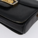CELINE Horse Carriage Shoulder Bag Leather Black Gold Auth ki6513-14