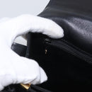 CELINE Horse Carriage Shoulder Bag Leather Black Gold Auth ki6513-22