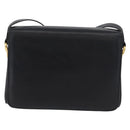 CELINE Horse Carriage Shoulder Bag Leather Black Gold Auth ki6513-2