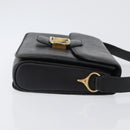 CELINE Horse Carriage Shoulder Bag Leather Black Gold Auth ki6513-3