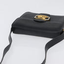 CELINE Horse Carriage Shoulder Bag Leather Black Gold Auth ki6513-6