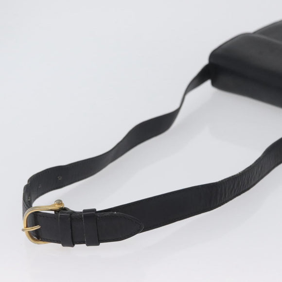 CELINE Horse Carriage Shoulder Bag Leather Black Gold Auth ki6513