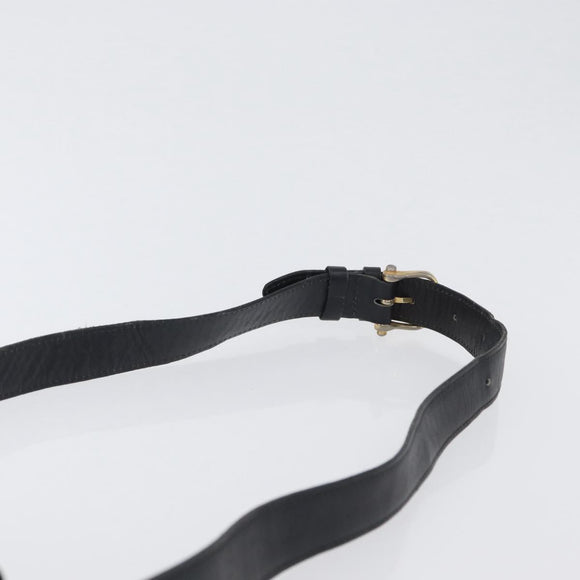CELINE Horse Carriage Shoulder Bag Leather Black Gold Auth ki6513