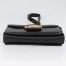 CELINE Horse Carriage Shoulder Bag Leather Black Gold Auth ki6513-5