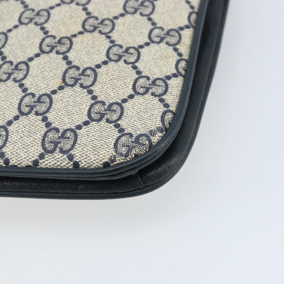 GUCCI GG Supreme Clutch Bag PVC Navy Gold 904 02 025 Auth ki6514