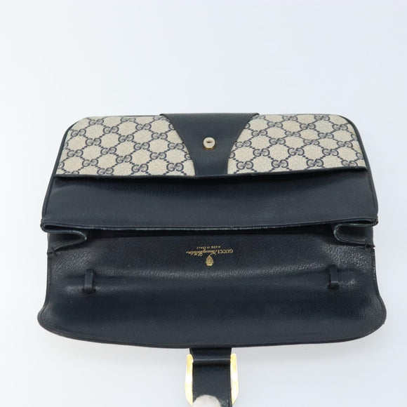 GUCCI GG Supreme Clutch Bag PVC Navy Gold 904 02 025 Auth ki6514