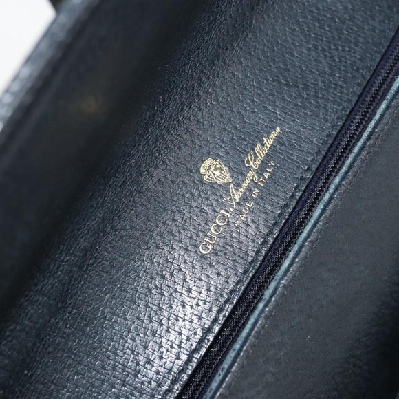 GUCCI GG Supreme Clutch Bag PVC Navy Gold 904 02 025 Auth ki6514