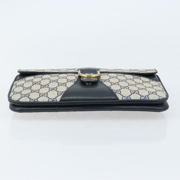 GUCCI GG Supreme Clutch Bag PVC Navy Gold 904 02 025 Auth ki6514