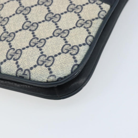 GUCCI GG Supreme Clutch Bag PVC Navy Gold 904 02 025 Auth ki6514