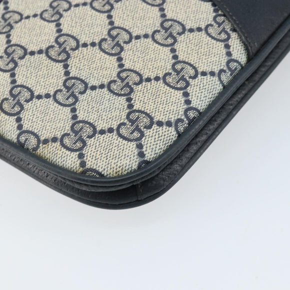 GUCCI GG Supreme Clutch Bag PVC Navy Gold 904 02 025 Auth ki6514