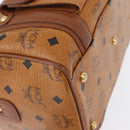 MCM Vicetos Mini Logogram Boston Bag PVC Leather Brown Gold Auth ki6516-9