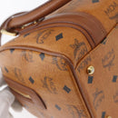 MCM Vicetos Mini Logogram Boston Bag PVC Leather Brown Gold Auth ki6516-15