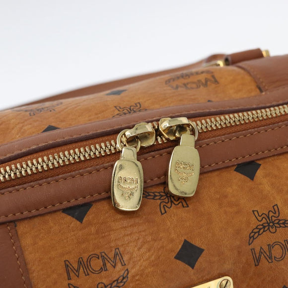 MCM Vicetos Mini Logogram Boston Bag PVC Leather Brown Gold Auth ki6516