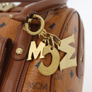 MCM Vicetos Mini Logogram Boston Bag PVC Leather Brown Gold Auth ki6516-10