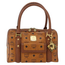 MCM Vicetos Mini Logogram Boston Bag PVC Leather Brown Gold Auth ki6516-13