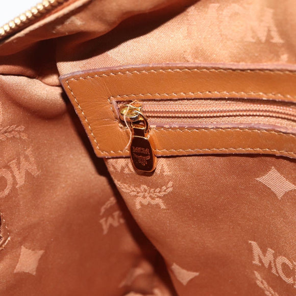MCM Vicetos Mini Logogram Boston Bag PVC Leather Brown Gold Auth ki6516