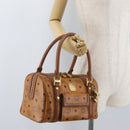 MCM Vicetos Mini Logogram Boston Bag PVC Leather Brown Gold Auth ki6516-25
