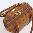 MCM Vicetos Mini Logogram Boston Bag PVC Leather Brown Gold Auth ki6516-6