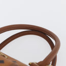 MCM Vicetos Mini Logogram Boston Bag PVC Leather Brown Gold Auth ki6516-8
