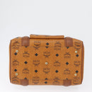 MCM Vicetos Mini Logogram Boston Bag PVC Leather Brown Gold Auth ki6516-5