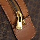 CELINE Macadam Canvas Boston Bag PVC Leather Brown Gold Auth ki6517-18