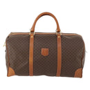 CELINE Macadam Canvas Boston Bag PVC Leather Brown Gold Auth ki6517-13