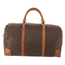 CELINE Macadam Canvas Boston Bag PVC Leather Brown Gold Auth ki6517-2
