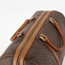 CELINE Macadam Canvas Boston Bag PVC Leather Brown Gold Auth ki6517-6